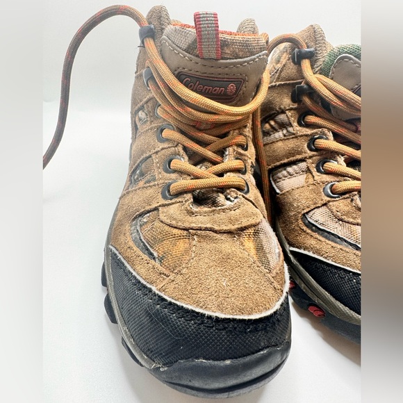 Coleman Griz Jr. Hiker Outdoor Boots Boys Toddler Size 11 Brown Leather and Camo - Picture 2 of 13